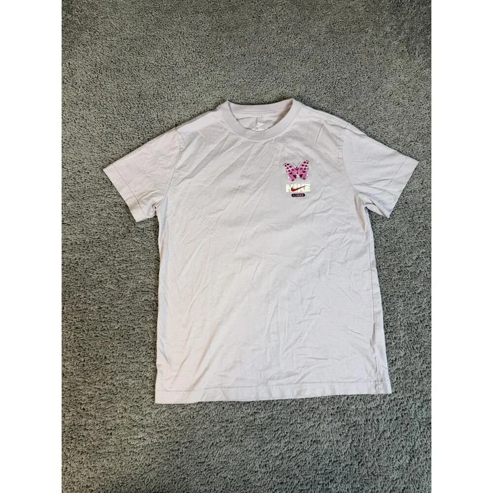 Nike Shirt Girls L Purple Butterfly Air Max Graphic Back Print Tagless